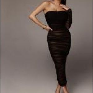 JLUX LABEL Black Claudia Ruched Dress